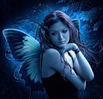 Девушка-бабочка синяя