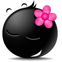 Черный смайлик с розовым цветком