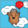 Ёжик поднимается на небеса на воздушном шарике