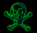 Зелёный череп с костями