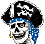  Пиратский череп в шляпе и с <b>серьгой</b> 