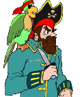 Копитан пиратского судна с попугаем