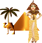 Египтянка на фоне пирамиды, верблюда и пальмы