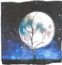  <b>Дерево</b> на фоне Луны 