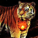  Тигр <b>держит</b> в пасти лампу 