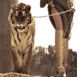  Девушка с тигром на <b>цепи</b> 